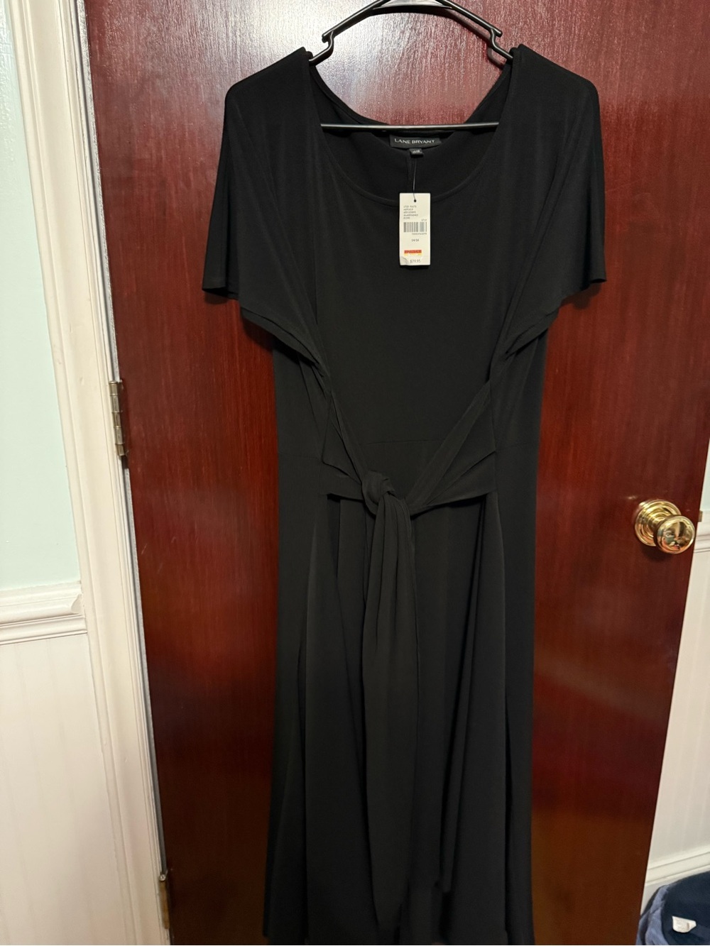 Lane Bryant Black Midi Scoop Neck A-Line Dress